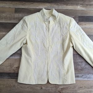 Vintage cream zip up jacket, women's medium